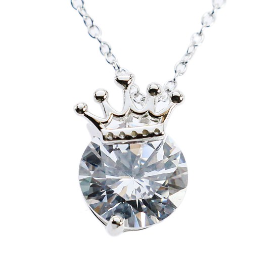 JM Faith Sterling Silver CZ Crown Necklace JM Faith Sterling Silver CZ Crown Necklace
