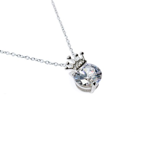 JM Faith Sterling Silver CZ Crown Necklace