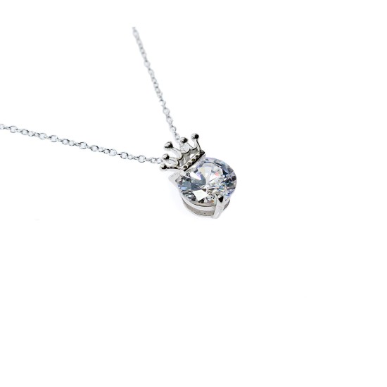 JM Faith Sterling Silver CZ Crown Necklace