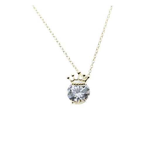JM Faith Sterling Silver CZ Crown Necklace