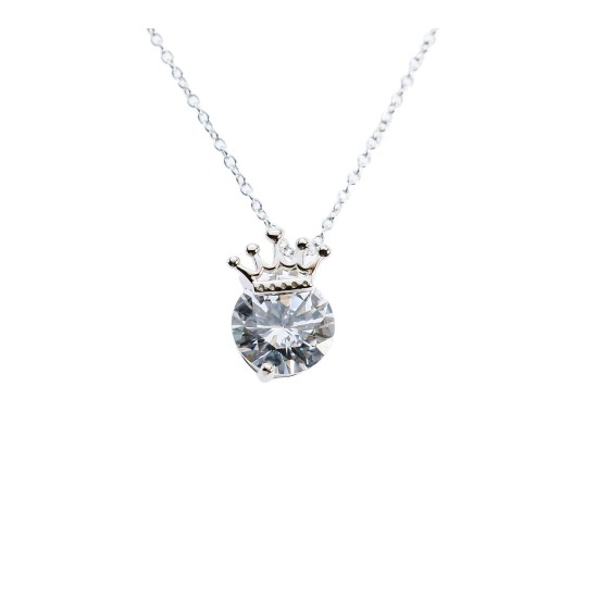 JM Faith Sterling Silver CZ Crown Necklace