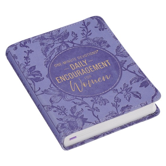 One-Minute Devotions®: Daily Encouragement for Women Purple Floral Faux Leather Devotional