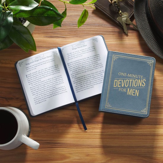 One-Minute Devotions® for Men Slate Blue Faux Leather Devotional