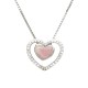 Pink Rose Quartz and CZ with 925 Sterling Silver, 2-in-1 Combination Heart Necklace