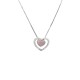 Pink Rose Quartz and CZ with 925 Sterling Silver, 2-in-1 Combination Heart Necklace
