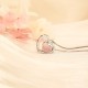 Pink Rose Quartz and CZ with 925 Sterling Silver, 2-in-1 Combination Heart Necklace