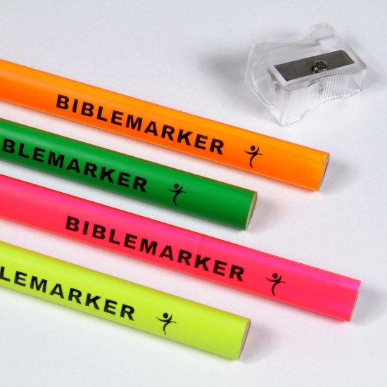 4 Piece Assorted Colors Jumbo Dry Highlighter Bible Markers with Sharpener