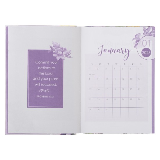 2023 Ask Seek Knock Purple Floral Quarter-bound Hardcover Daily Planner - Matthew 7:7 2023 Ask Seek Knock Purple Floral Quarter-bound Hardcover Daily Planner - Matthew 7:7