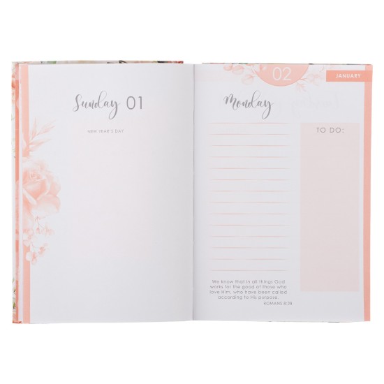 2023 I Know the Plans Blush Pink Floral Quarter-bound Hardcover Daily Planner - Jeremiah 29:11 2023 I Know the Plans Blush Pink Floral Quarter-bound Hardcover Daily Planner - Jeremiah 29:11