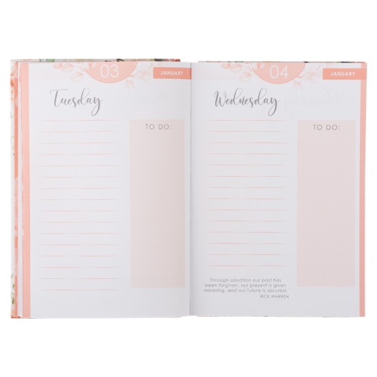 2023 I Know the Plans Blush Pink Floral Quarter-bound Hardcover Daily Planner - Jeremiah 29:11 2023 I Know the Plans Blush Pink Floral Quarter-bound Hardcover Daily Planner - Jeremiah 29:11