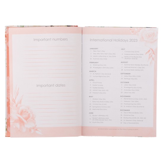 2023 I Know the Plans Blush Pink Floral Quarter-bound Hardcover Daily Planner - Jeremiah 29:11 2023 I Know the Plans Blush Pink Floral Quarter-bound Hardcover Daily Planner - Jeremiah 29:11