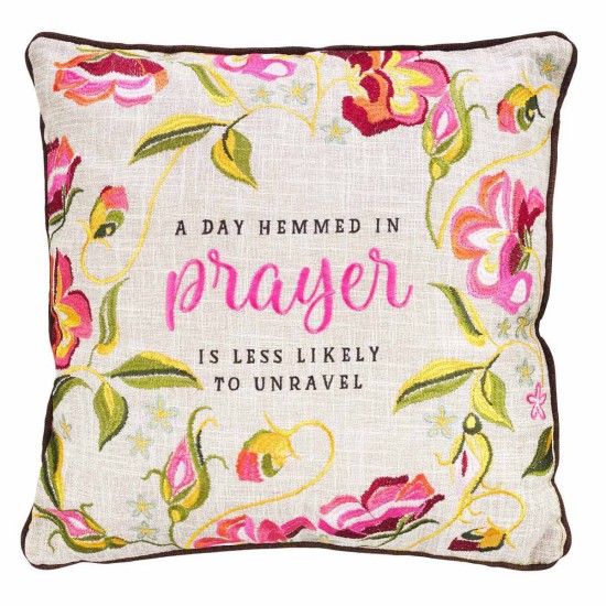 Hemmed in Prayer Embroidered Square Pillow