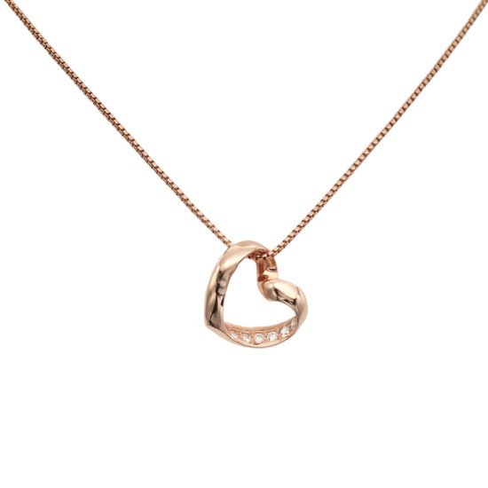 925 Sterling Silver Infinity Love Open Heart with Crystal CZ on SidePendant Necklace (Color: Rose Gold) 925 Sterling Silver Infinity Love Open Heart with Crystal CZ on SidePendant Necklace (Color: Rose Gold)