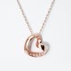 925 Sterling Silver Infinity Love Open Heart with Crystal CZ on SidePendant Necklace (Color: Rose Gold)
