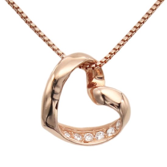 925 Sterling Silver Infinity Love Open Heart with Crystal CZ on SidePendant Necklace (Color: Rose Gold) 925 Sterling Silver Infinity Love Open Heart with Crystal CZ on SidePendant Necklace (Color: Rose Gold)