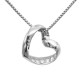 925 Sterling Silver Infinity Love Open Heart with Crystal CZ on SidePendant Necklace (Color: Rhodium)