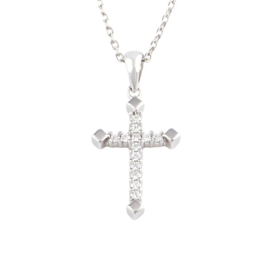 十字架頸鏈 - Sterling Silver with Diamond Tiny Cross Necklace 十字架頸鏈 - Sterling Silver with Diamond Tiny Cross Necklace