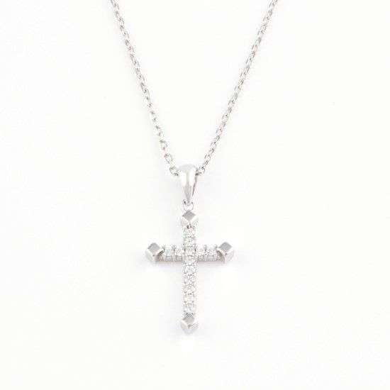 十字架頸鏈 - Sterling Silver with Diamond Tiny Cross Necklace 十字架頸鏈 - Sterling Silver with Diamond Tiny Cross Necklace