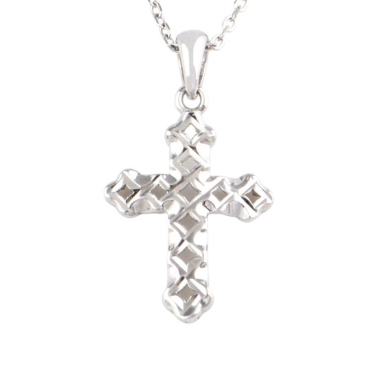 十字架頸鏈 - Tiny Diamond Cut Cross Sterling Silver Pendant Necklace 十字架頸鏈 - Tiny Diamond Cut Cross Sterling Silver Pendant Necklace
