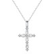 925純銀讓馬眼鋯石小十字架頸鏈 (Silver)