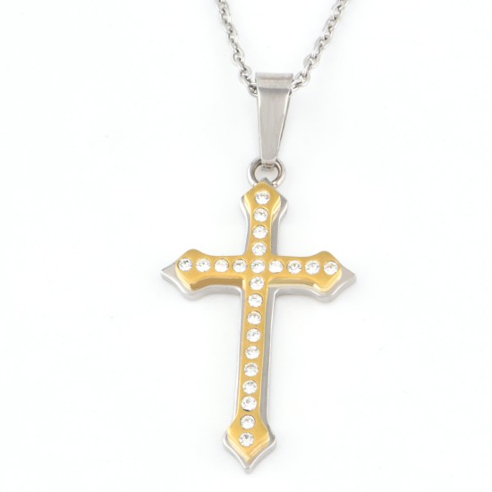 Two-color double-layer white stone cross hanging nozzle (Stainless steel) Two-color double-layer white stone cross hanging nozzle (Stainless steel)