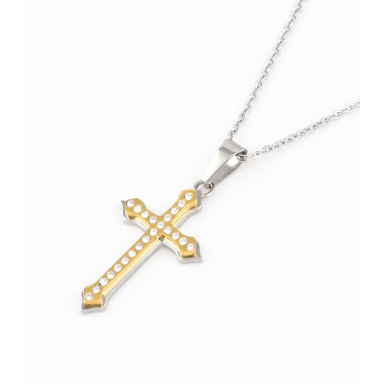 Two-color double-layer white stone cross hanging nozzle (Stainless steel)