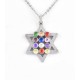 12 Color Gemstone Star of David Priest Brand Necklace