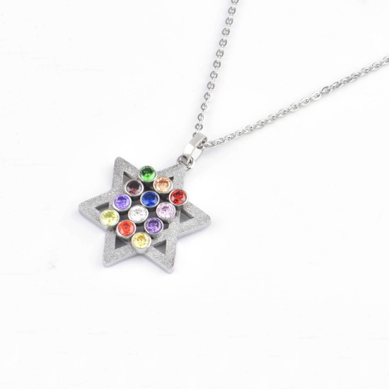12 Color Gemstone Star of David Priest Brand Necklace 12 Color Gemstone Star of David Priest Brand Necklace