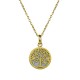 Blinking Tree of Life Round Pendant Necklace (Gold)