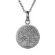 Blinking Tree of Life Round Pendant Necklace (Silver)