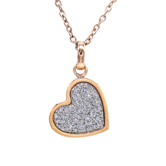 Blinking Heart Inspired Steel Necklace (Rose Gold)