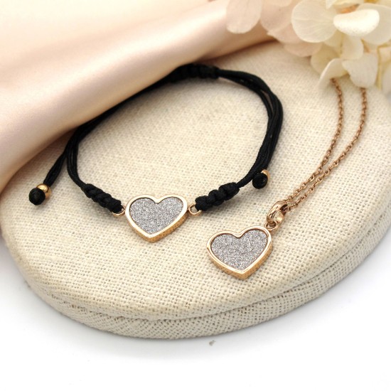 Blinking Heart Inspired Steel Necklace (Rose Gold)