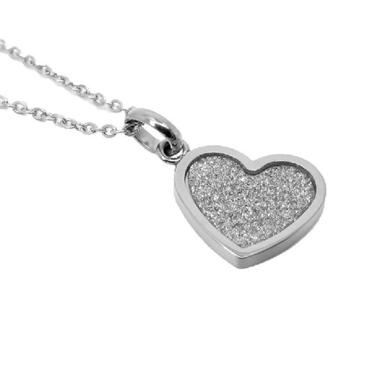 Blinking Heart Inspired Steel Necklace (Silver)