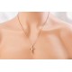 JM Angel Wings Cross with CZ Necklace (Rose Gold)