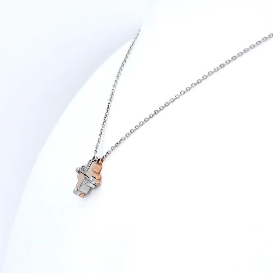 Lovely Heart Cross Necklace (Silver & Rose Gold)