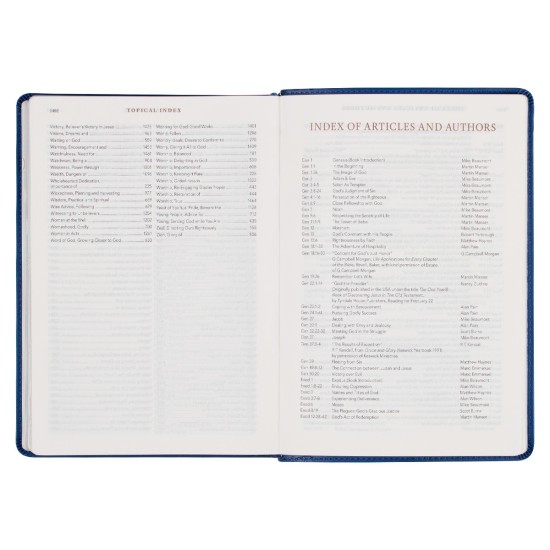 Navy Blue Faux Leather Spiritual Growth Bible