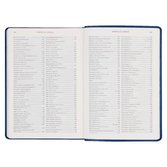 Navy Blue Faux Leather Spiritual Growth Bible