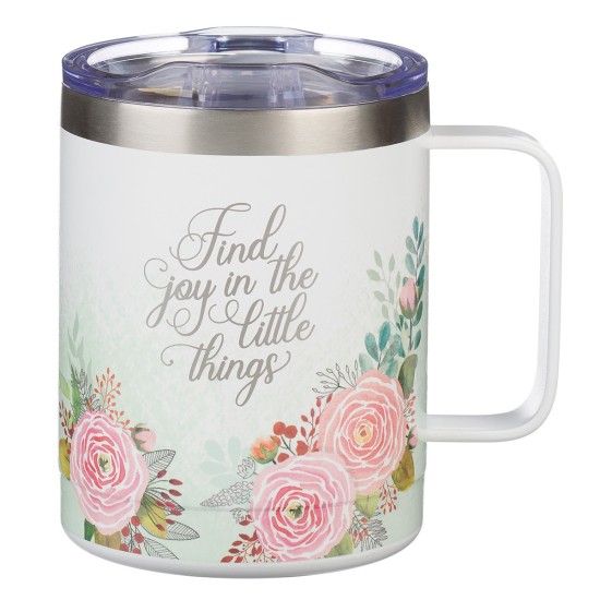 Find Joy Pink Floral Camp-style Stainless Steel Mug Find Joy Pink Floral Camp-style Stainless Steel Mug