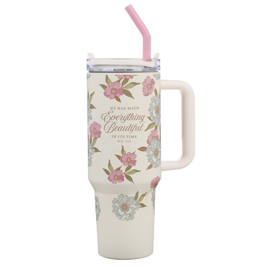 Everything Beautiful Whimsical Blooms 40 oz Stainless Steel Travel Tumbler - Ecclesiastes 3:11 Everything Beautiful Whimsical Blooms 40 oz Stainless Steel Travel Tumbler - Ecclesiastes 3:11