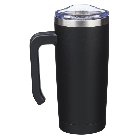 Strong and Courageous Black Stainless Steel Travel Mug with Handle - Joshua 1:9