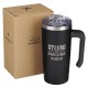 Strong and Courageous Black Stainless Steel Travel Mug with Handle - Joshua 1:9