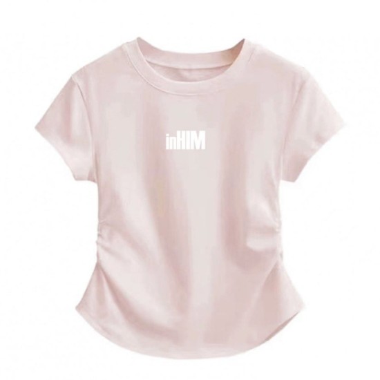 inHIM Logo Ruched Sides Crop T-shirt