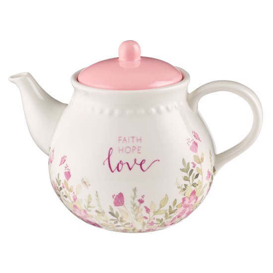 Faith, Hope, and Love Petite Floral Teapot