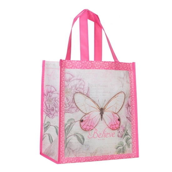 Believe Pink Butterfly Shopping Bag