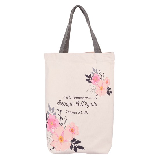 Strength & Dignity Canvas Tote Bag – Proverbs 31:25
