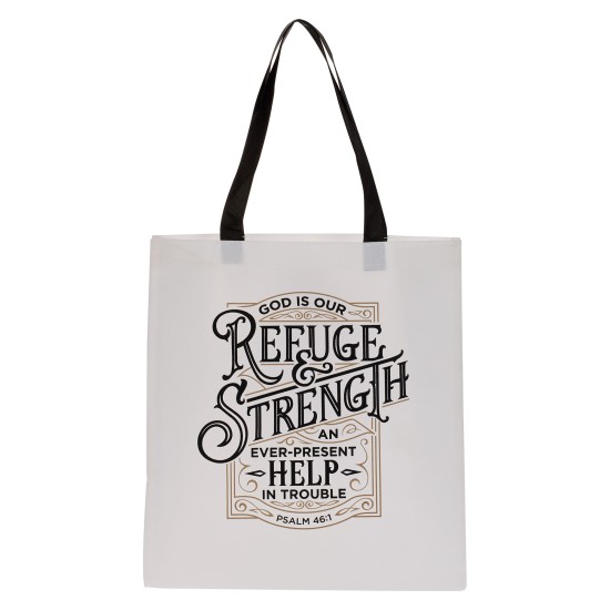 Refuge and Strength Black and White Shopping Tote Bag - Psalm 46:1 Refuge and Strength Black and White Shopping Tote Bag - Psalm 46:1