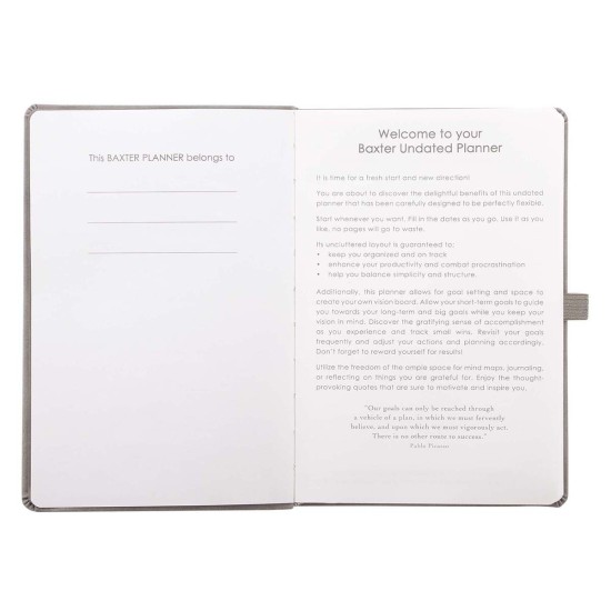 Gray Faux Leather Baxter Undated Planner