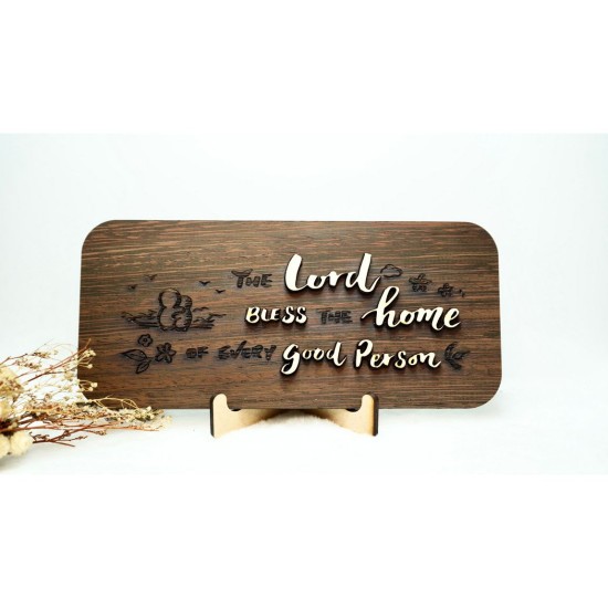 Engraved Wooden Doorplate (Large) - The Lord Bless the Home of Every Good Person