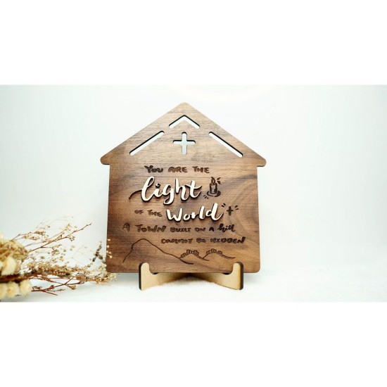 Engraved Wooden Doorplate (Small) - You are the Light of the World