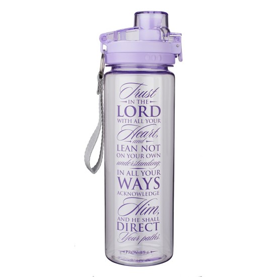 Trust in the Lord Purple BPA-free Plastic Water Bottle - Proverbs 3:5-6